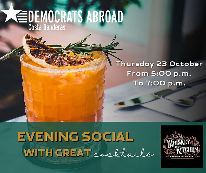 Democrats Abroad Evening Social at Whiskey Kitchen Oct 23